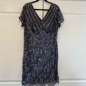 Marina sequence v neck blue dress